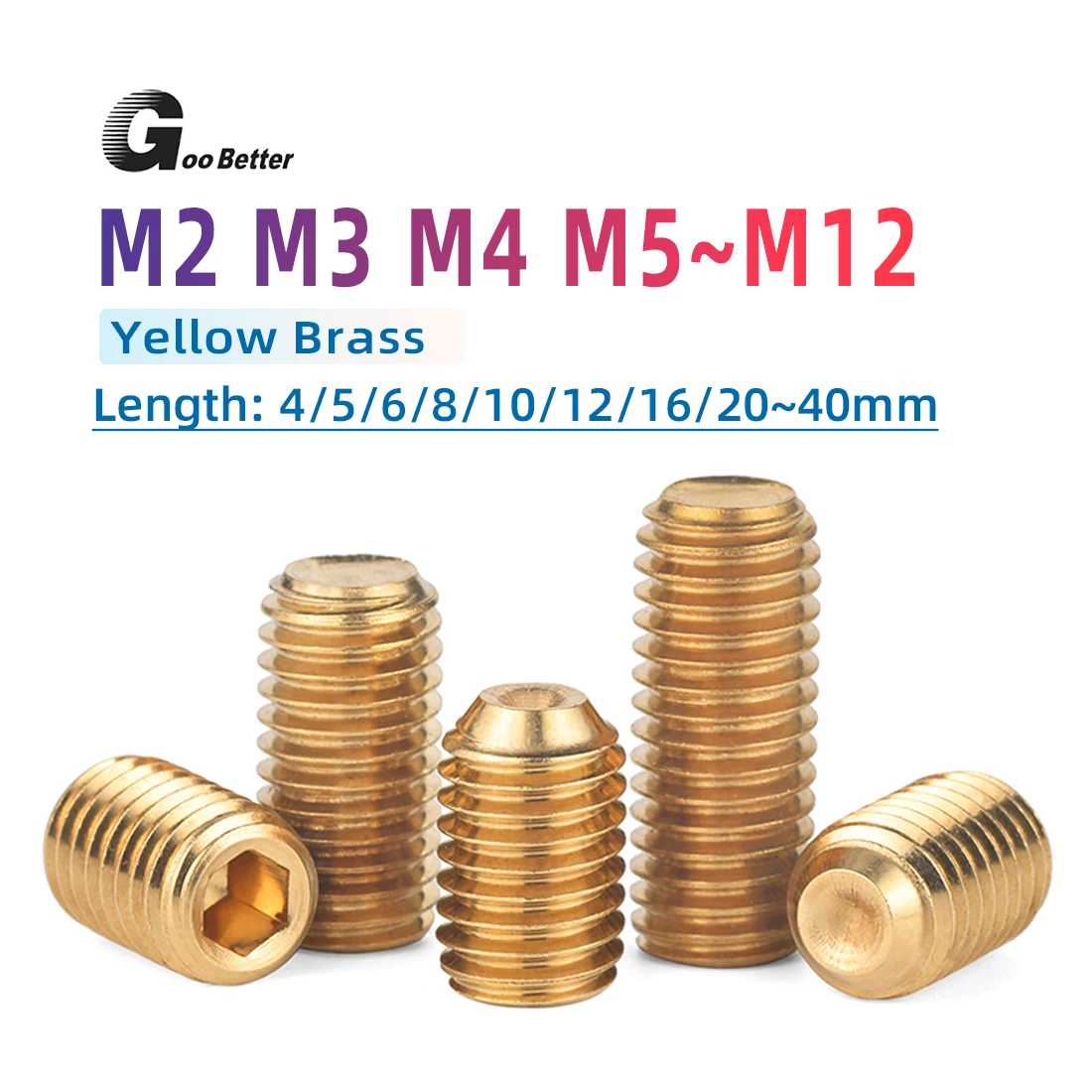 

M2, M2.5, M3, M4, M5-M12 Socket Head Cap Set Screws, Brass, Countersunk Head Set Screws