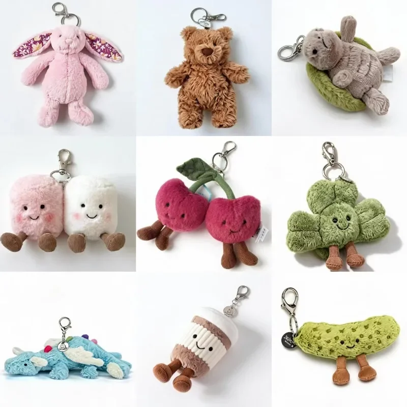 JC Marshmallow; Cherry; Croissant keychain; Penguin; Four-leaf clover; Dragon; Golf bag charm; Backpack charm; Back to school