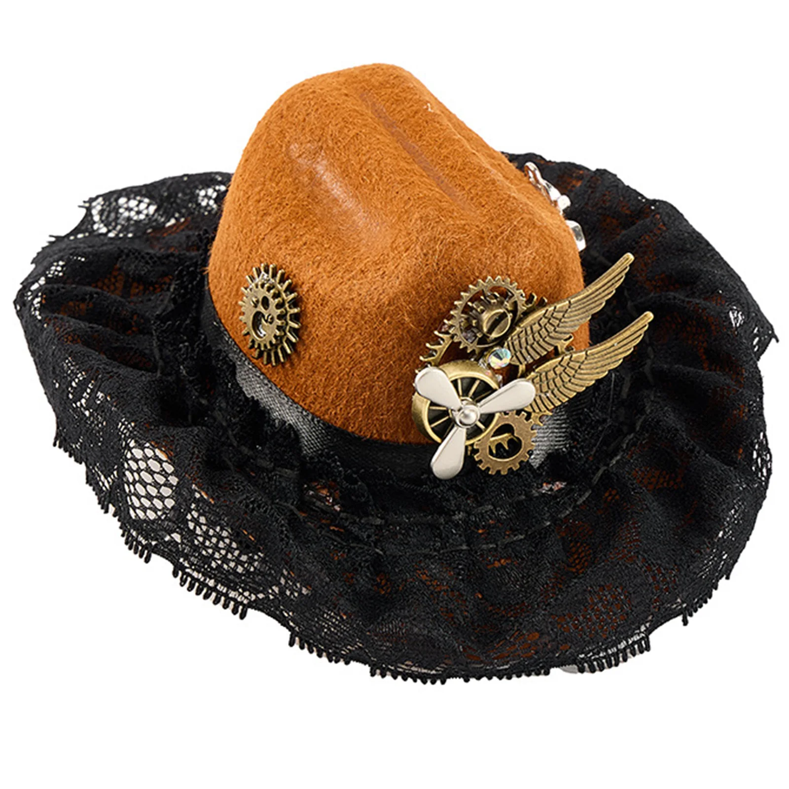 1Pc Tricorn Pirate Hat Buccaneers Cap or Headwear Clip with Lace Trim Costume Accessory For Festival Party Role Play Props