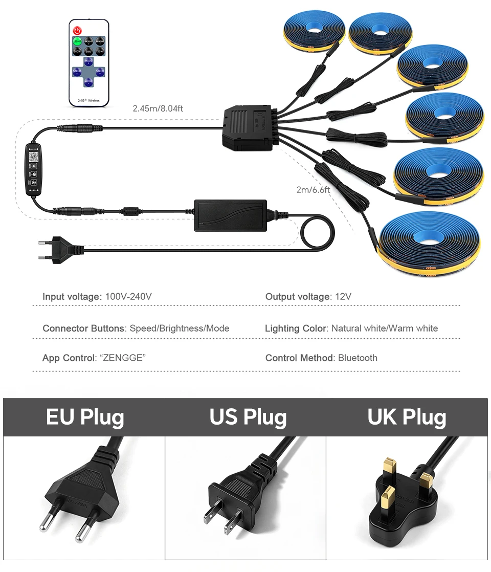 Intelligenter Bluetooth-App-gesteuerter dimmbarer COB-LED-Lichtstreifen für TV, akustische Wandpaneele, Vitrinen, Bücherregale, Hintergrundbeleuchtung, Dekoration – Detail 2