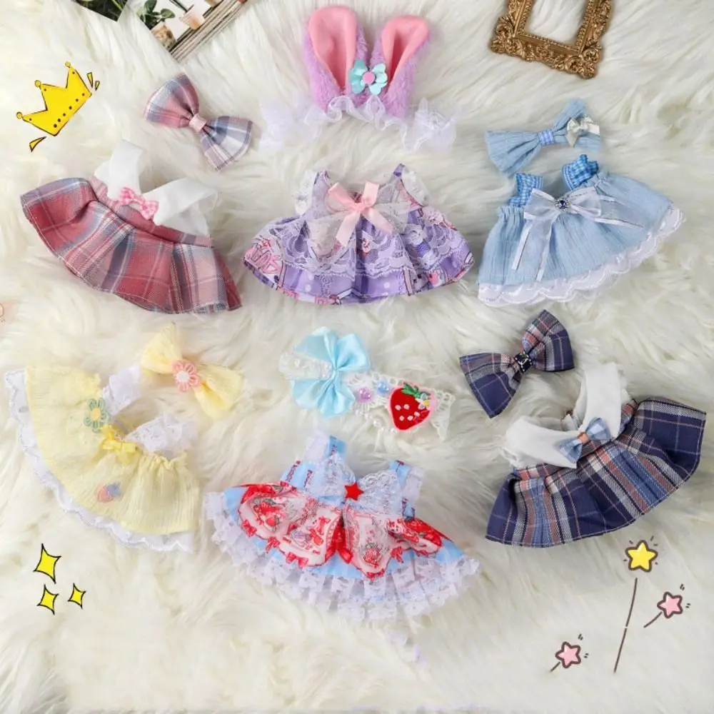 Conjunto de roupas de algodão da boneca Lolita, roupas de boneca, acessórios de brinquedos, vestido de alta qualidade, 20cm