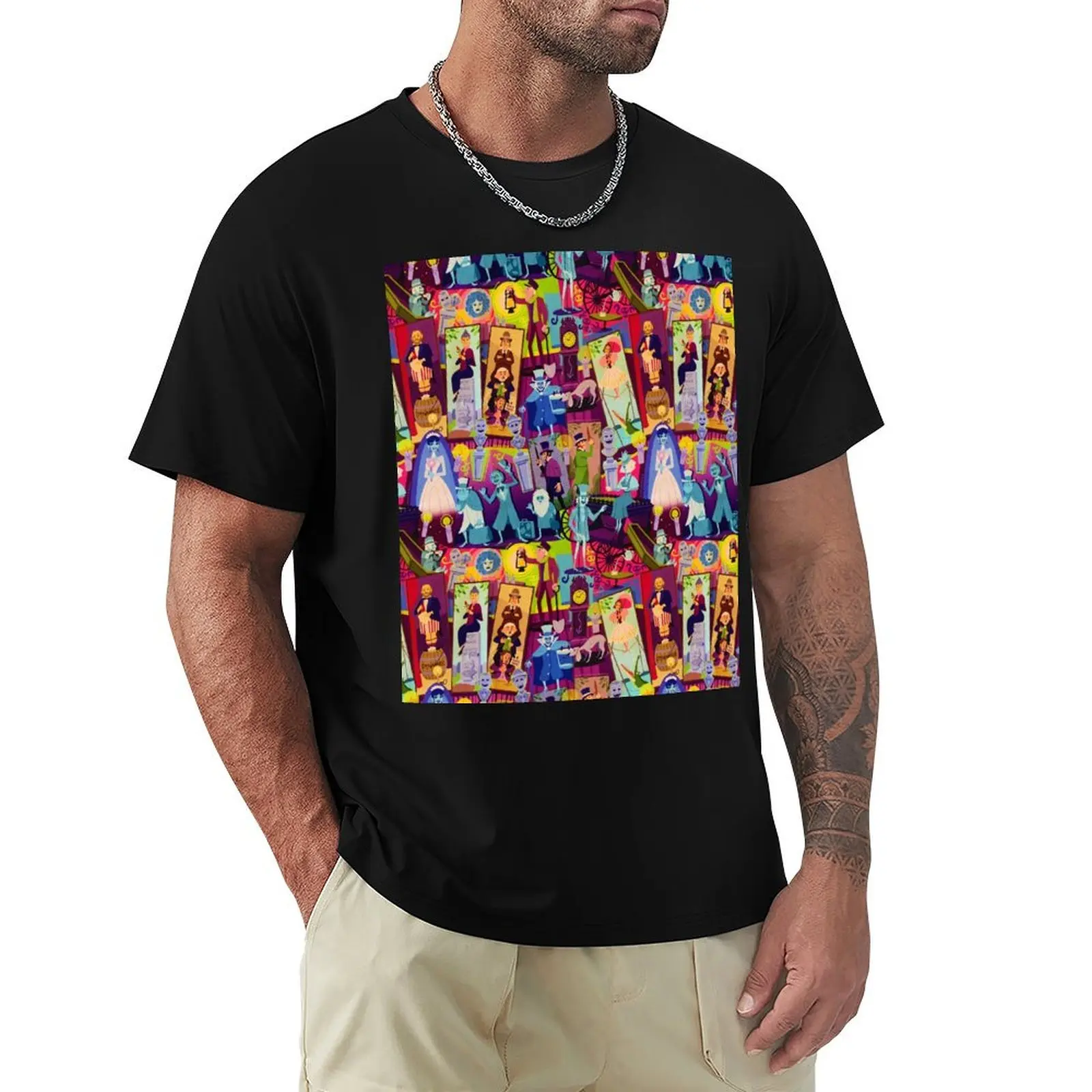 Retro Mansion Collage T-Shirt Work Daily Short Sleeve Top