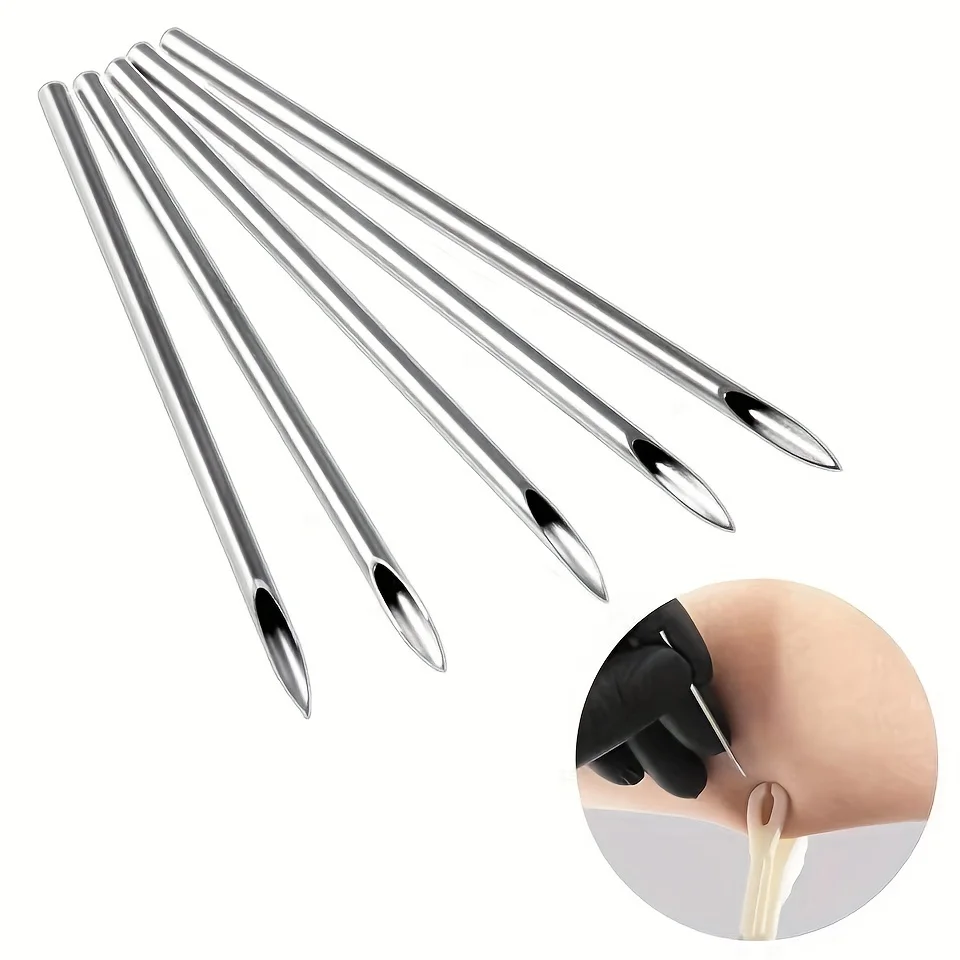 100PCS Mixed Body Piercing Needles, 14G 15G 16G 18G 20G Stainless Steel Sterile Ear Nose Navel Nipple Lip Piercing Needles