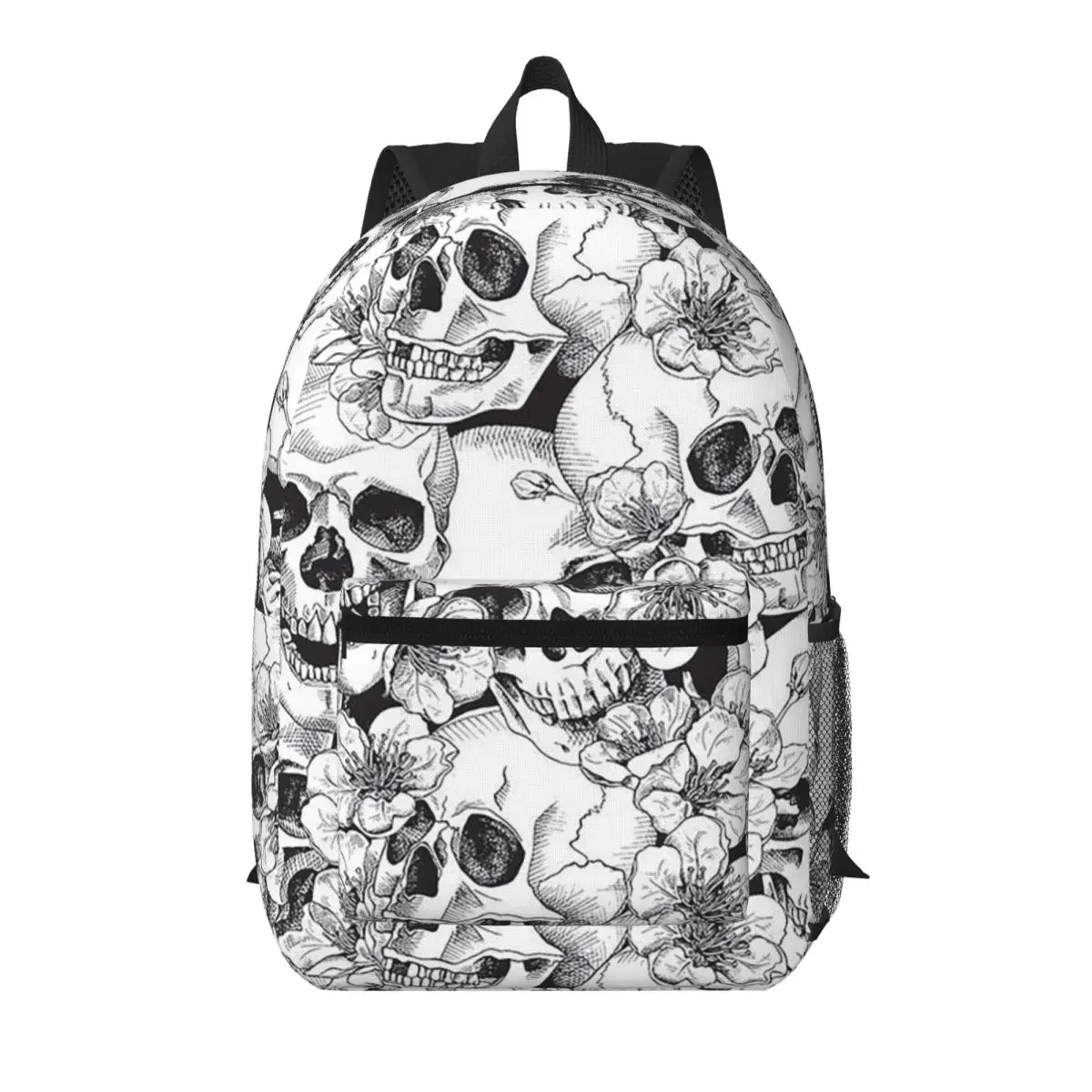 White Human Skull Sketching Art Student Backpack School Bag Hiking Travel Daypack for Men Women Bookbag Shoulder Bags