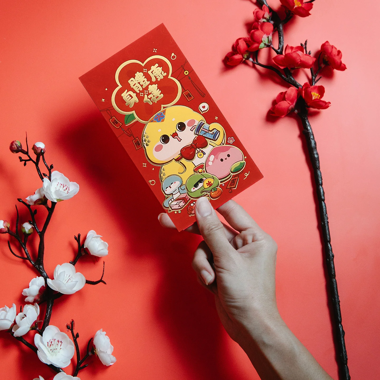 Sobres rojos del Año de la serpiente de dibujos animados, paquetes de dinero de la suerte del Año Nuevo Chino 2025, Festival de Primavera, ver Hong Bao, 24 Uds.