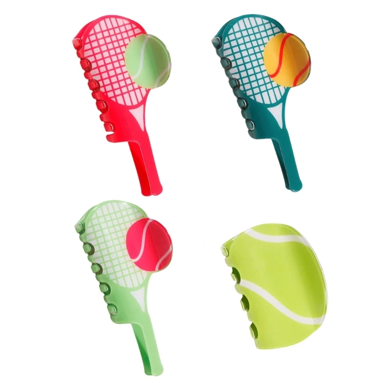

39BB Creative Geometric Hairpin Sporty Tennis Racket Sturdy PVC Construction Barrette For Secure Hold