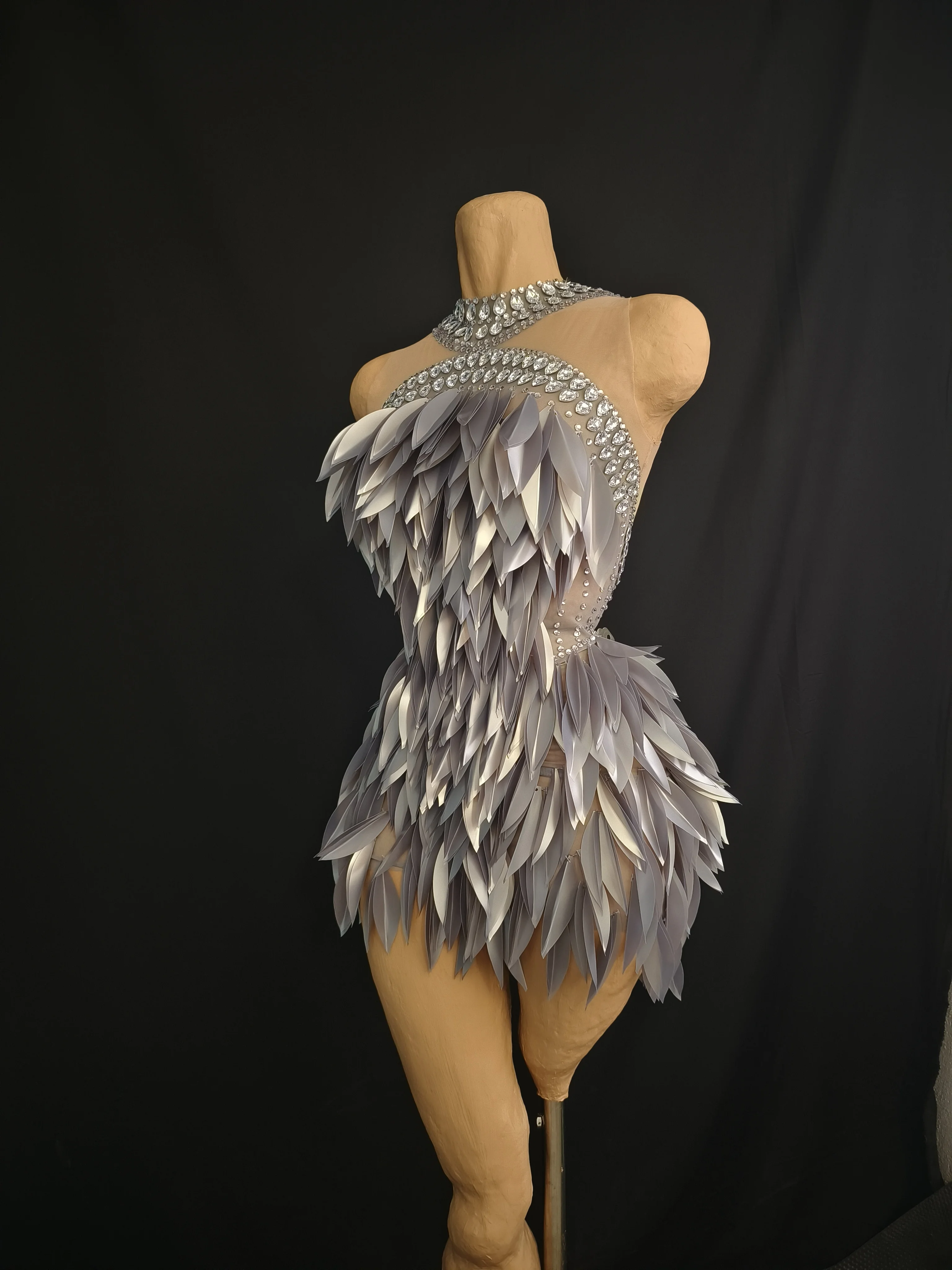 براقة عالية الرقبة شير حزام حجر الراين Adorne 3D فضي رمادي مرحلة العروض عيد ميلاد احتفال مساء اللباس #5