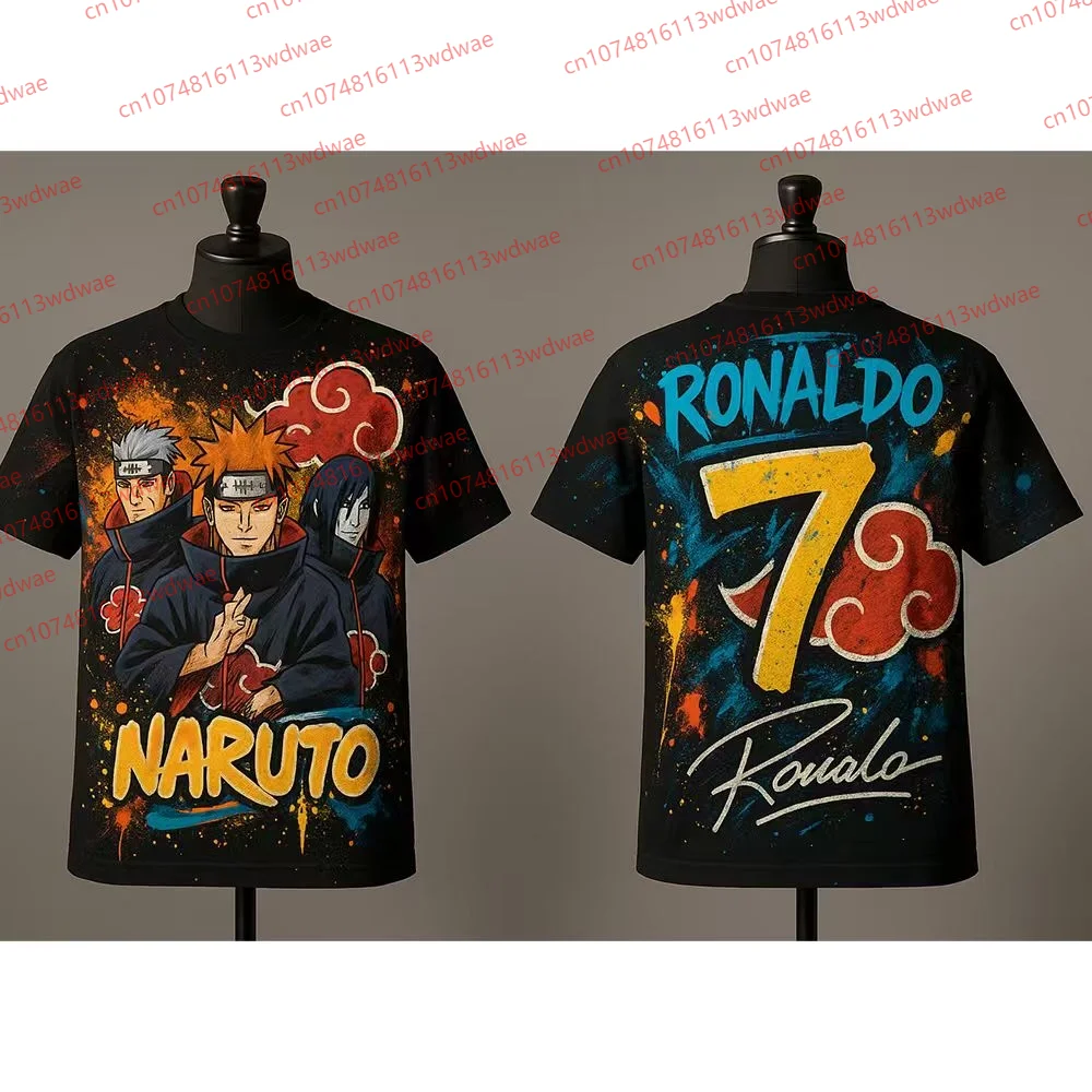 

Футболка команды Наруто Акацуки в стиле аниме в стиле граффити с номером Роналду 7, футбольная майка, футболка красного облака, команда