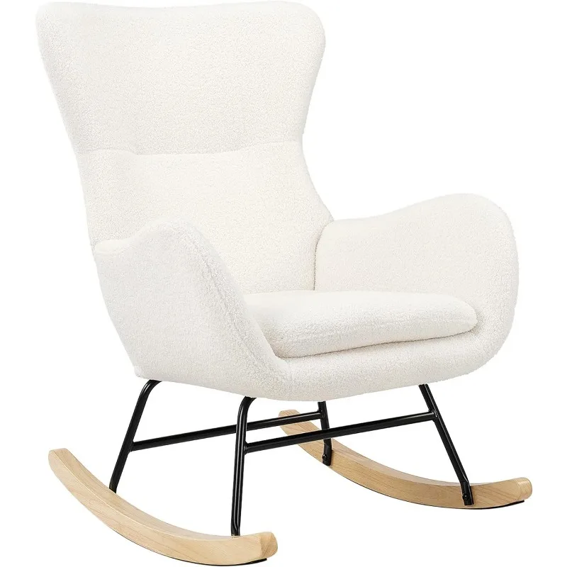 

Comfy Rocking Chair for Nursery - Glider Chair with High Backrest, Armrests & Upholstered Pad, Bedroom Nursery Rocker Chair