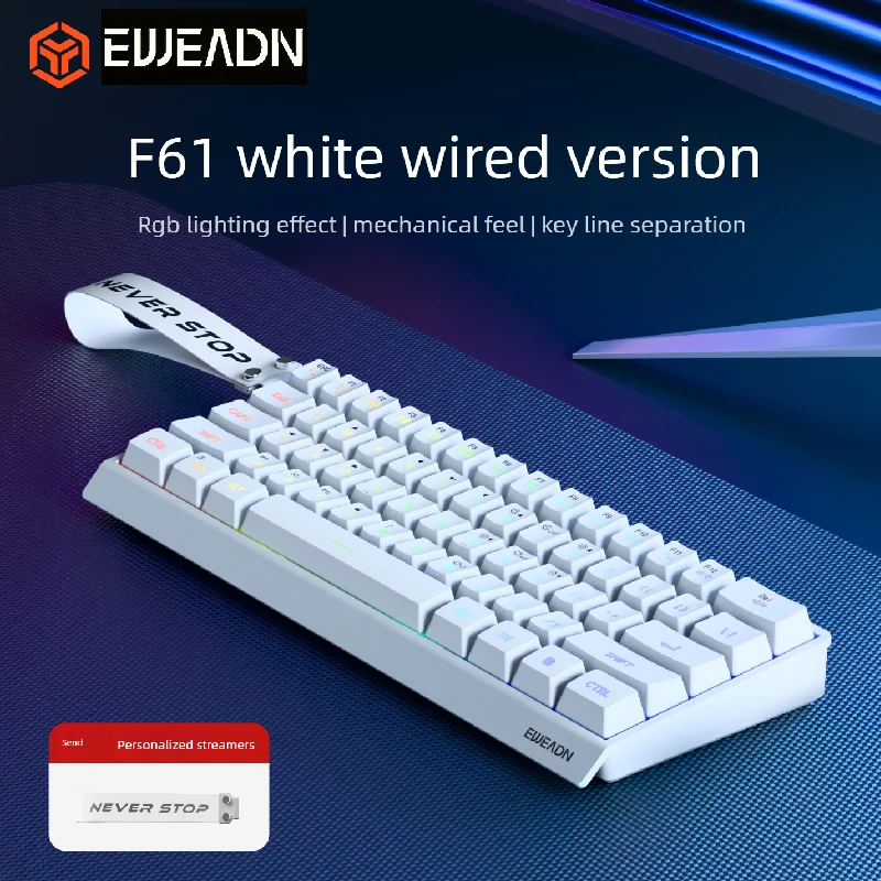 EUJEADN F61 Wired Mechanical Keyboard RGB Backlit Compact Gaming Keyboard With Keycap Streamer Accessory For PC Laptop Gamers