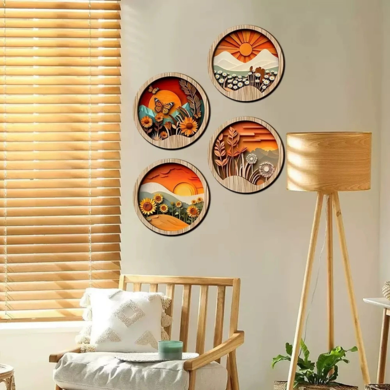4 Pieces Wood Wall Decor Rustic Plaques with Adhesive Sheet for Living Room, Entryway - view 4