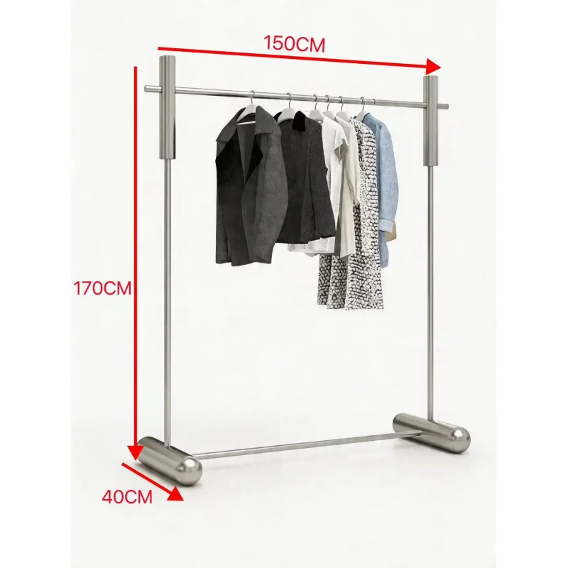 custom.Modern Silver Stainless Steel Clothing Display Rack Durable Display Stand Garment Shop