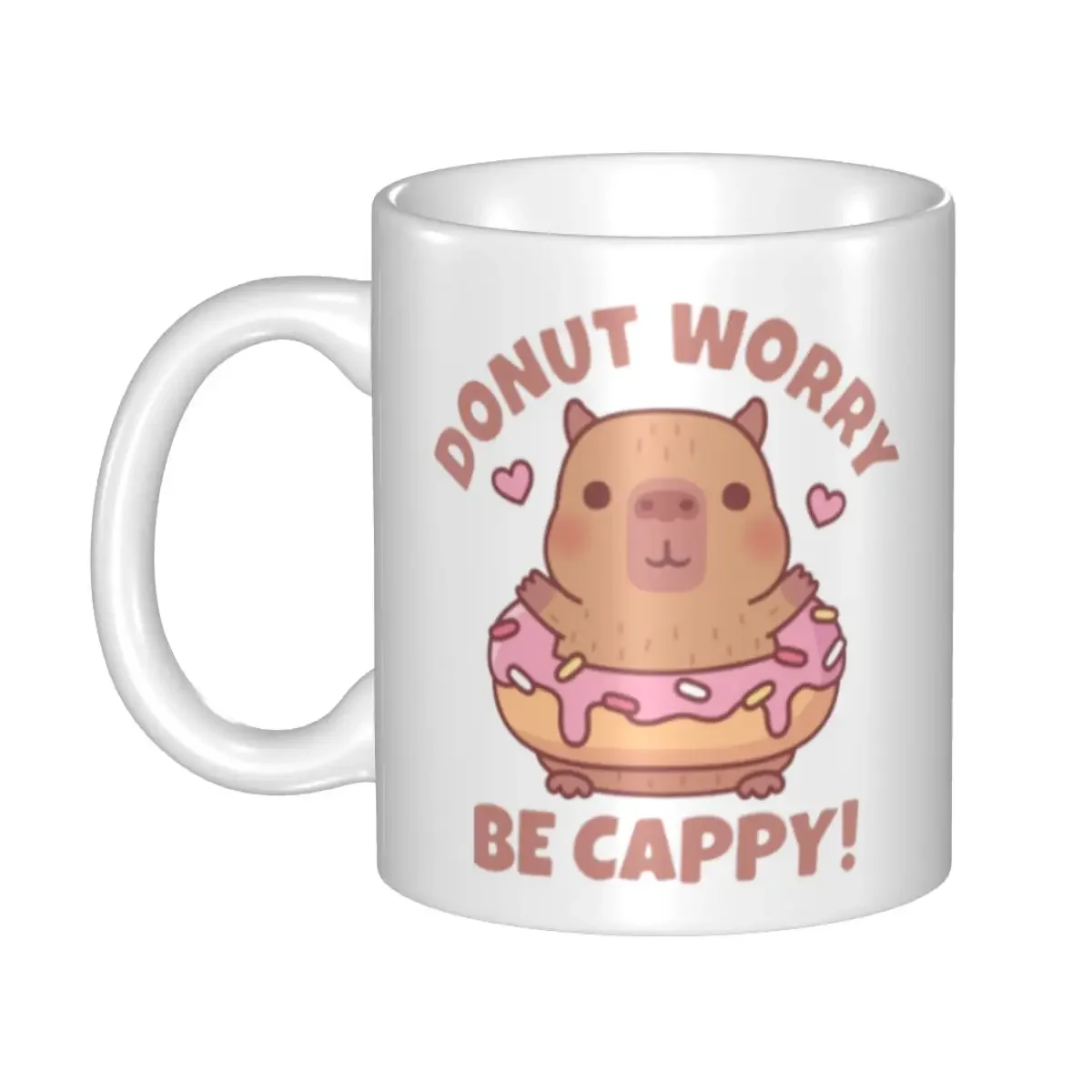 Custom Donut Worry Be Cappy Capybara Mugs Personalized Coffee Ceramic Mug Creative Gift