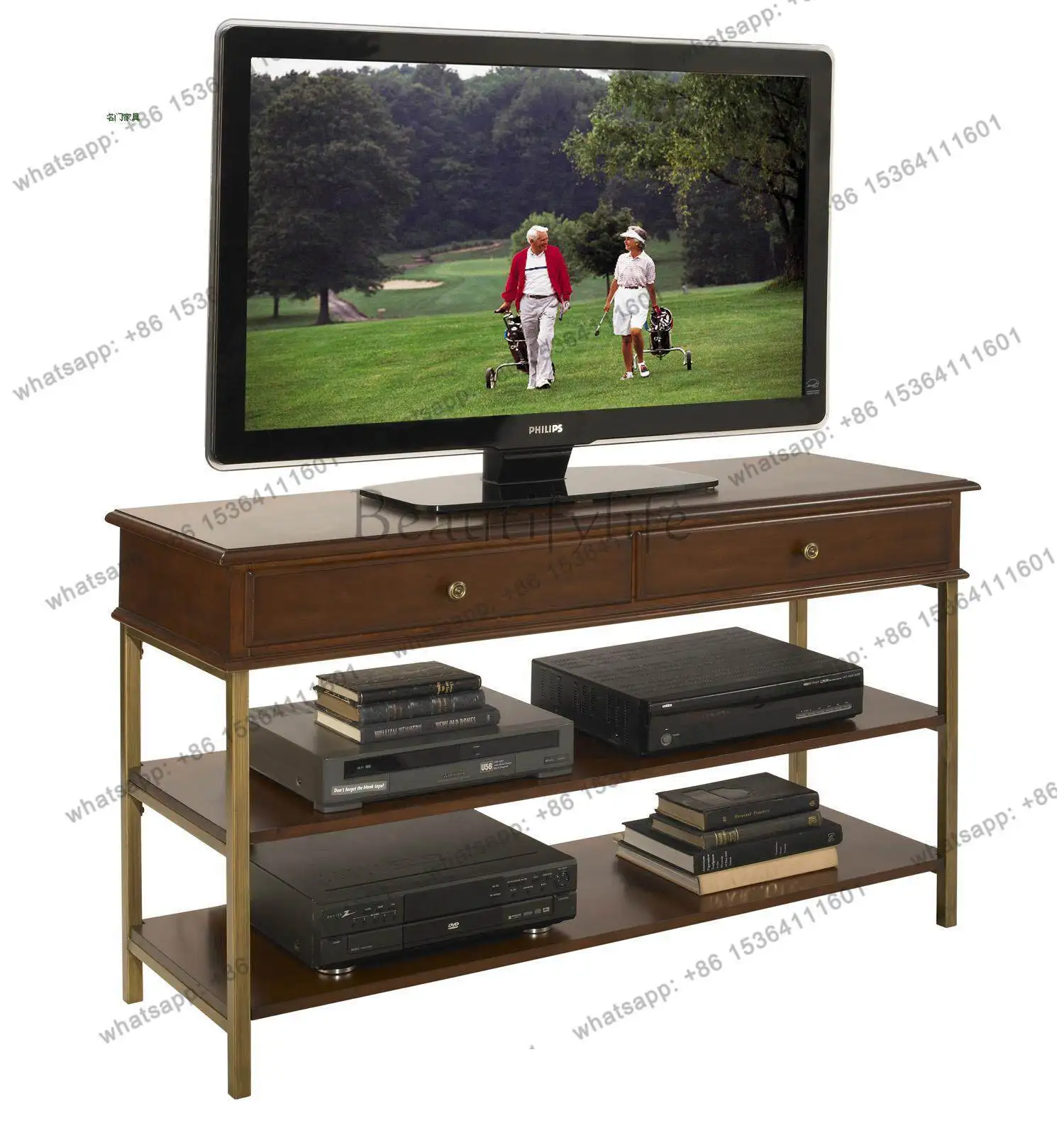 Nordic retro TV cabinet shelves, wrought iron side cabinets, wooden storage bookshelves