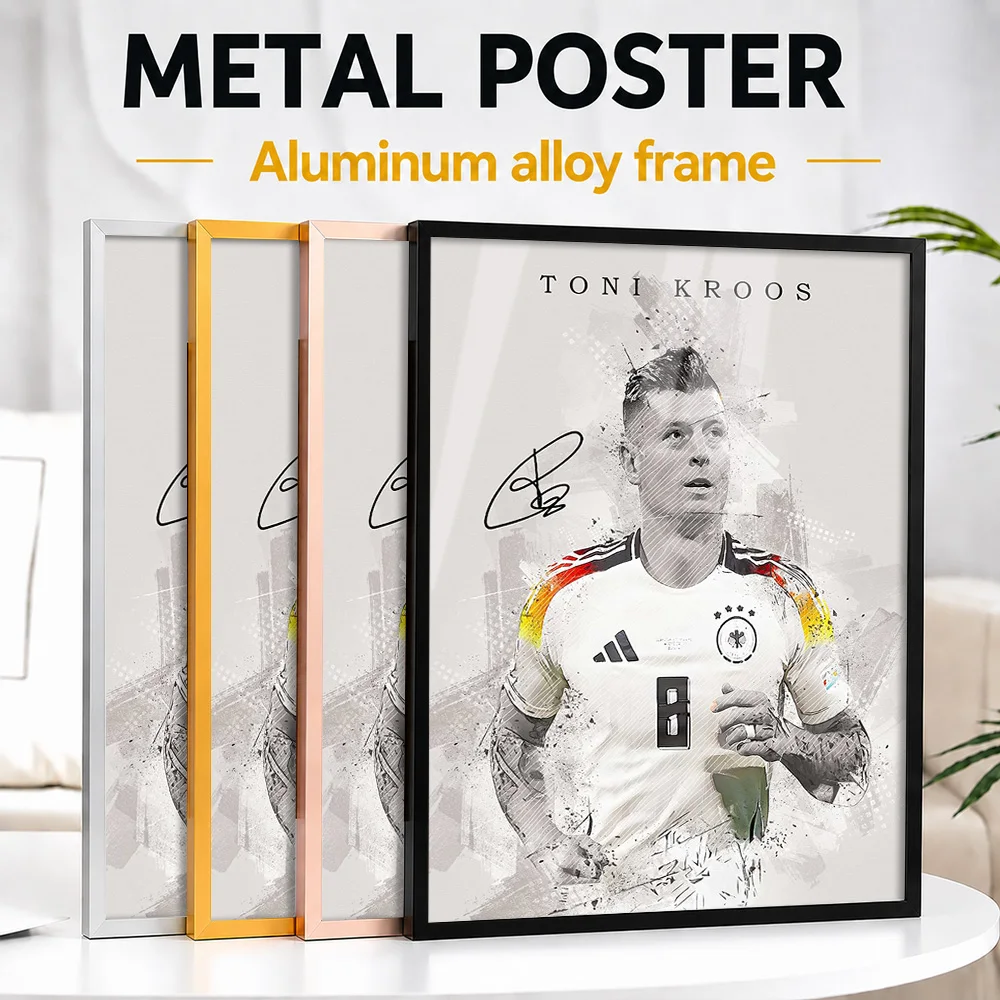 Toni Kroos Germany Jersey Portrait Framed Aluminum Metal Poster Personalized Photographic Wall Art For Sports Memorabilia Room