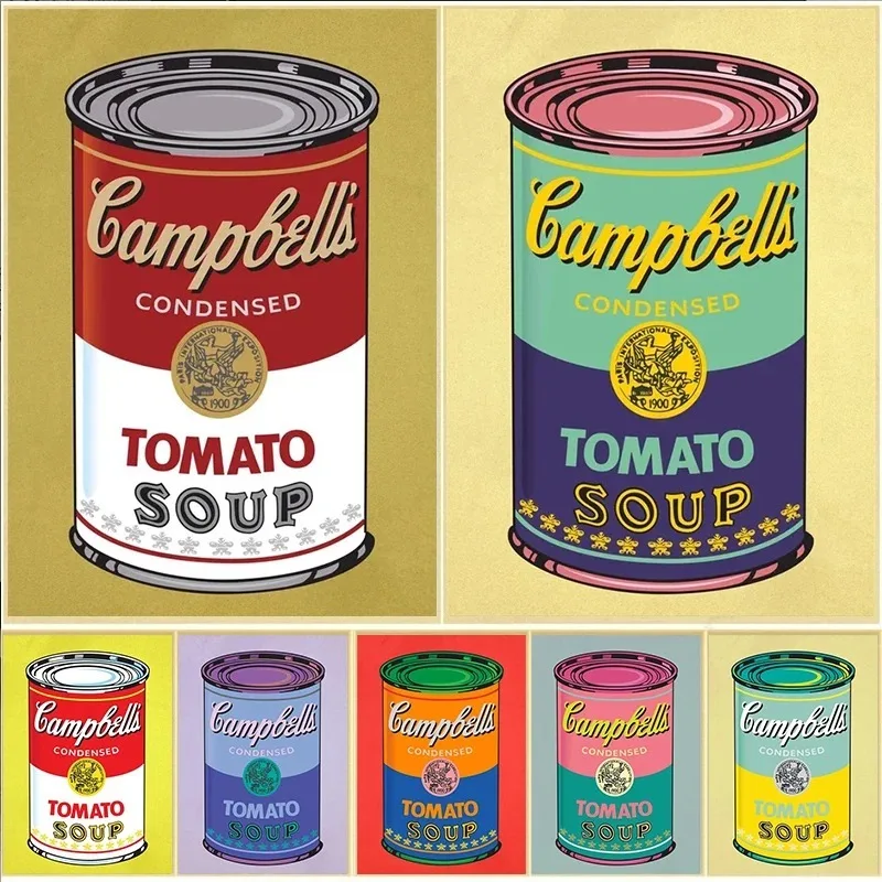 Cats Pop Art Cactus Soup Can Pop Art Graffiti Canvas Posters Colorful Campbells Soup Graffiti Pictures Mural Home Decor Painting