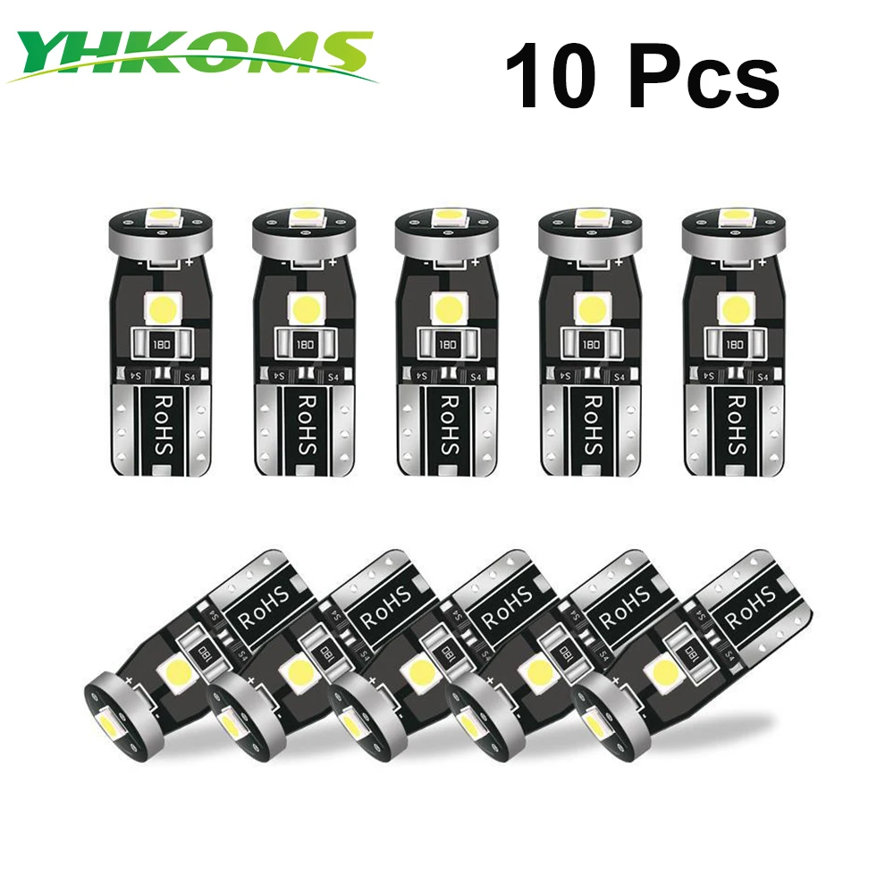 10Pcs T10 Led Canbus W5W Led Bulbs 168 194 6000K White Signal Lamp Dome Reading License Plate Light Car Interior Lights Auto 12V