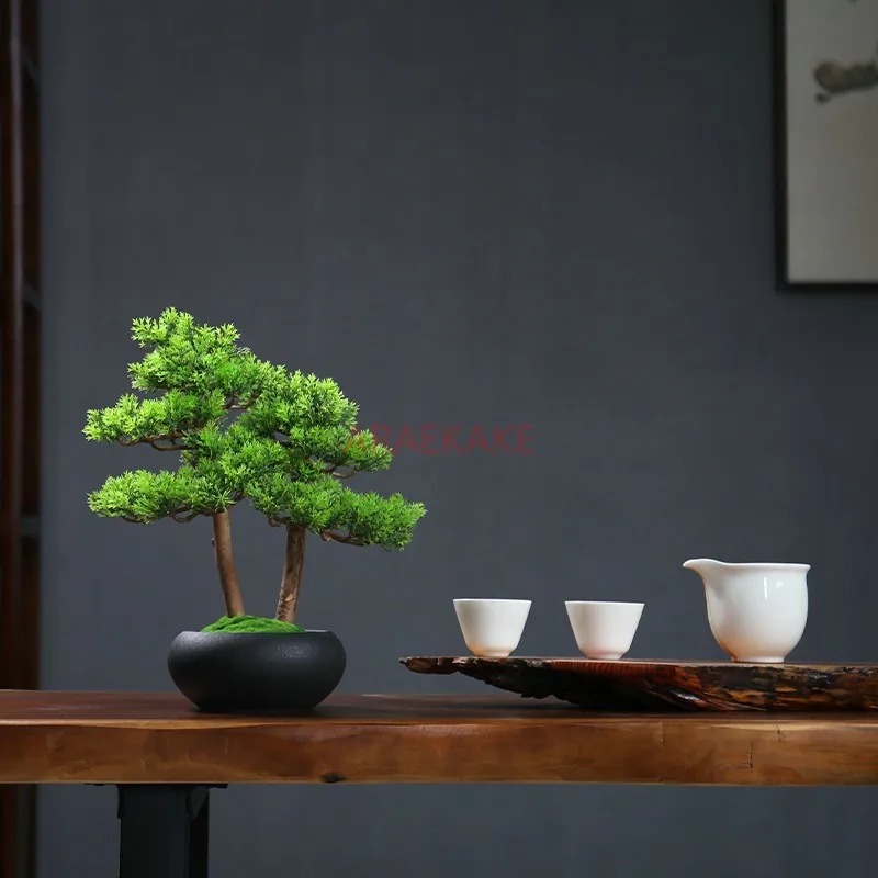 1PCS Simulated welcoming pine bonsai ornaments, pine bonsai desktop plant decorations, biomimetic small green plants