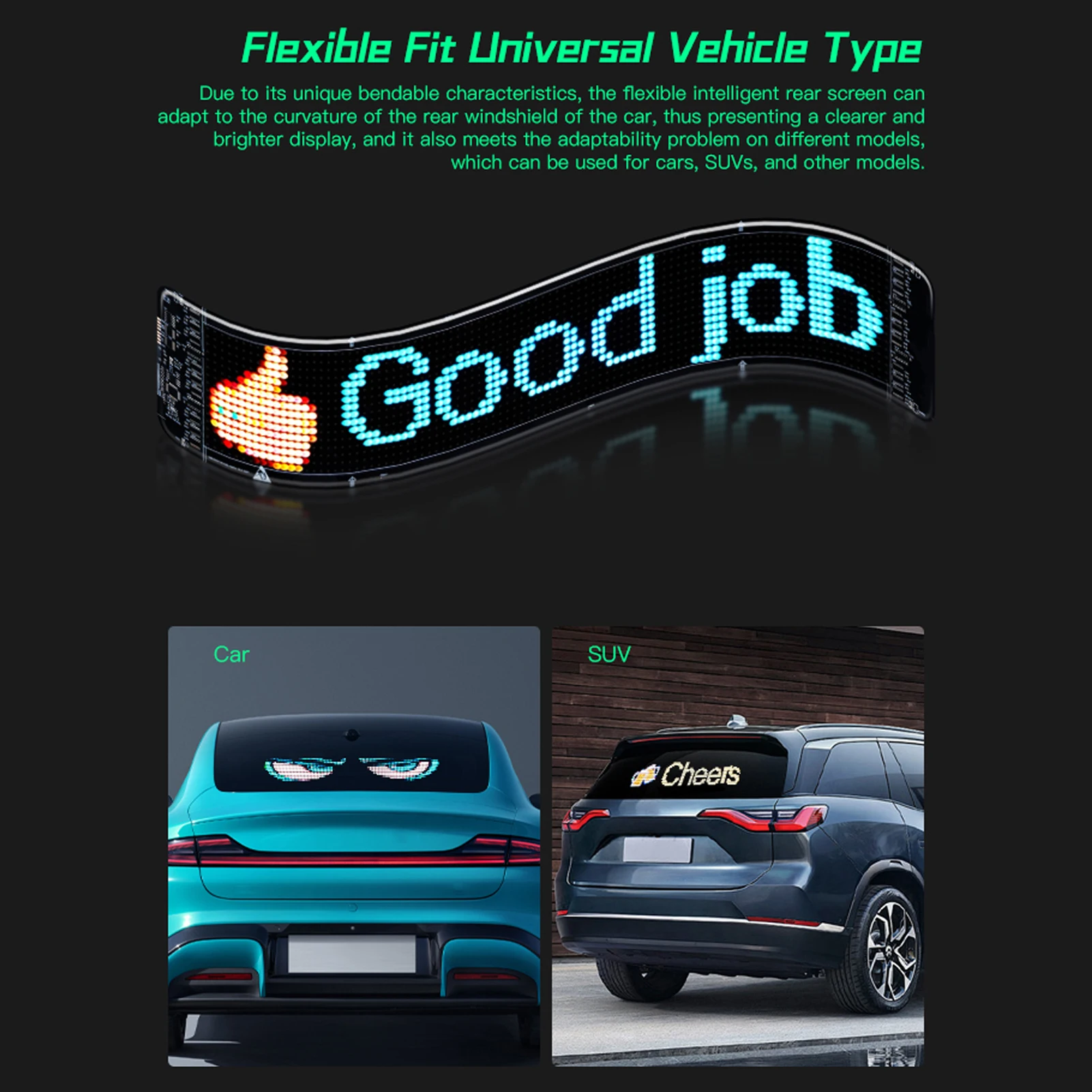 DIY Eyes Light for Windshield with Remote and APP Control BT Connect Programmable Colorful Led Eyes for Car Truck Party Soft