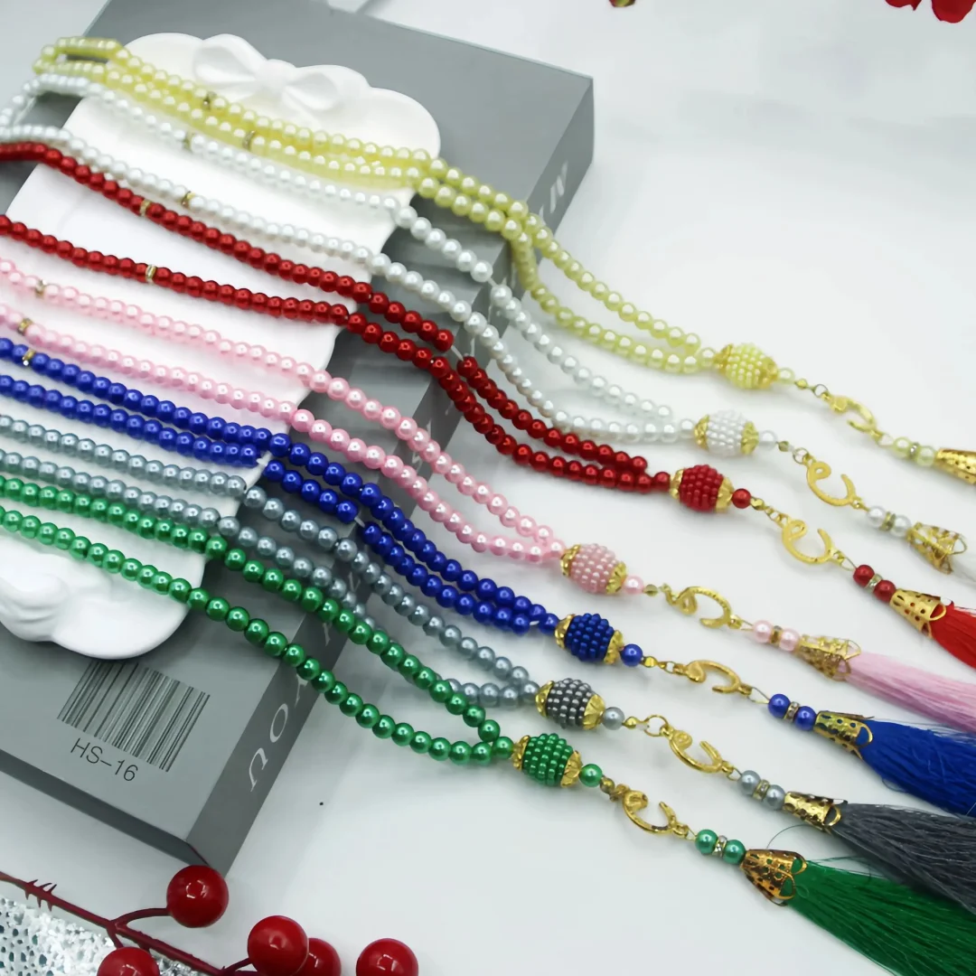 7Pcs Islam Prayer Beads Islamic Gifts 99 Beads Tasbeeh for Muslim Islam Tasbih Gift Set Rosary for Women Men Ramadan Hajj Eid
