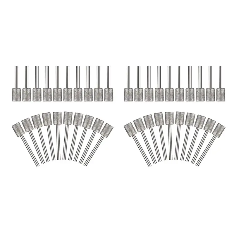 ABSS-20 Pieces Diamond Bit Diamond Grinding Bits Head 1/8 Shank 8Mm Cylinder Head Diamond For Most Rotary Tool Bit Grinder