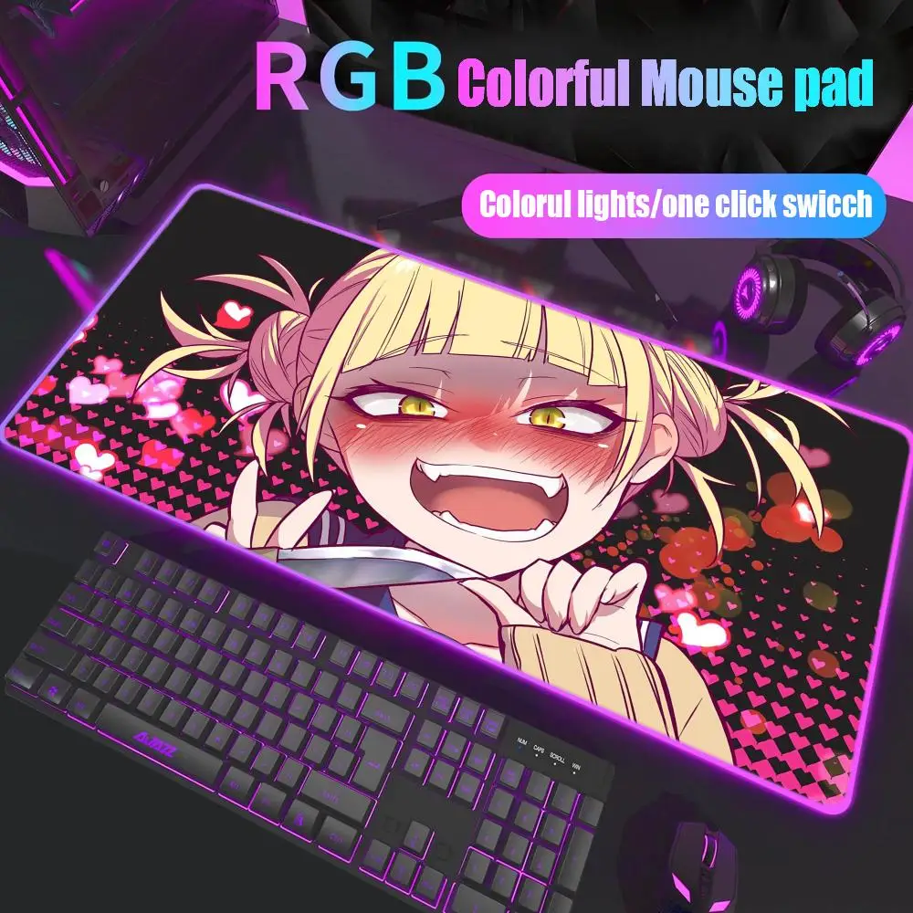 

Himiko Toga Mouse Pad Gamer Rgb Desk Mat Back Light Led Mousepad Setup Gaming Accessories Deskmat Big Mousepad Backlight