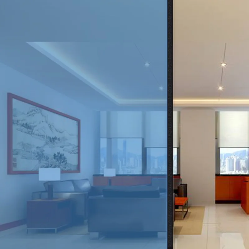 Blue Glass Window Film Self Adhesive Heat Insulation Translucent Transparent Building Home Glass Decorative Stickers