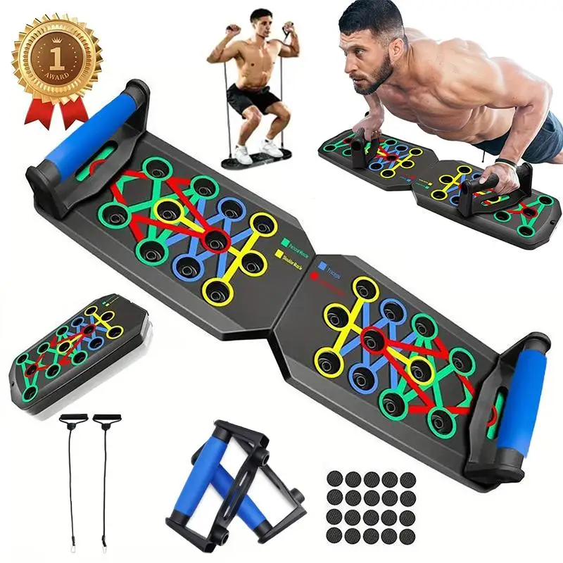 Upgraded 28 Holes Push Up Board Training Set Portable Home Gym Fitness Equipment Comprehensive Upper Body Chest Abdominal Muscle Workout Machine for Men Women Bodybuilding Exerciser Strength Training Stand