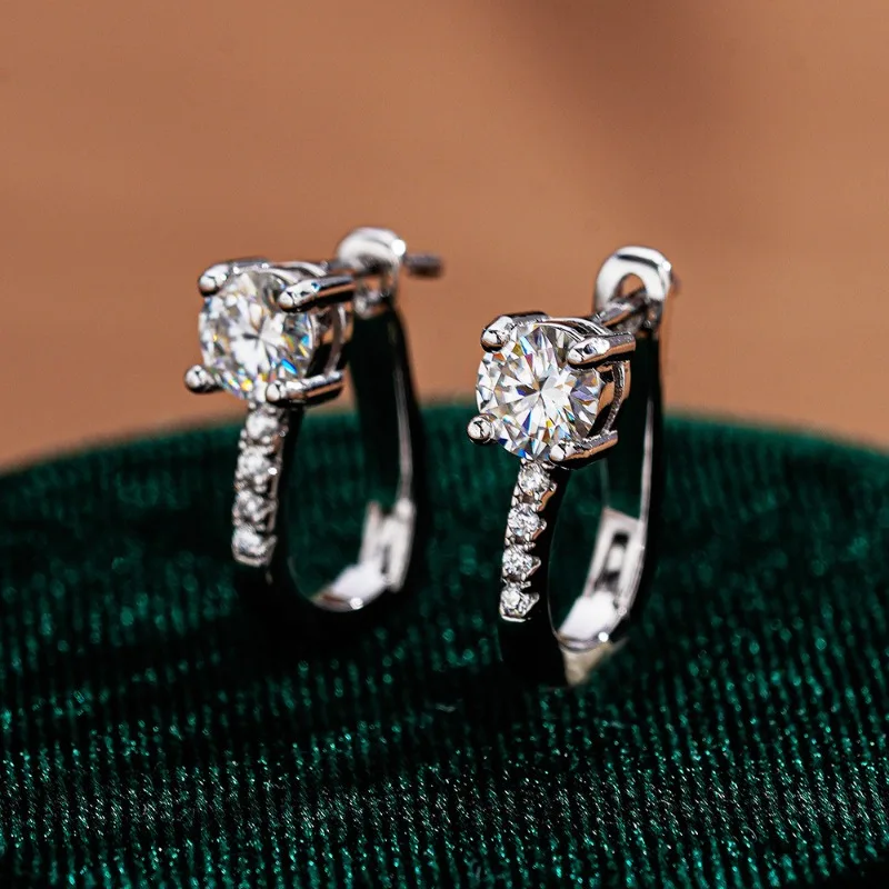 KNB 0.5ct ريال معتمد مويسانيتي الماس الذكرى أقراط للنساء هدية 925 فضة الأصلي غرامة مجوهرات فاخرة