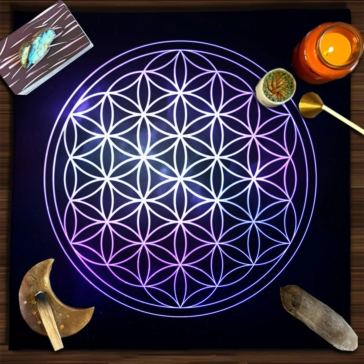 50/75/110/137cm Tarot mat Tarot Tablecloth Altar Cloth Mandala Meditation Circle Spiritual Oracle Card Pad Geometric Rainbow