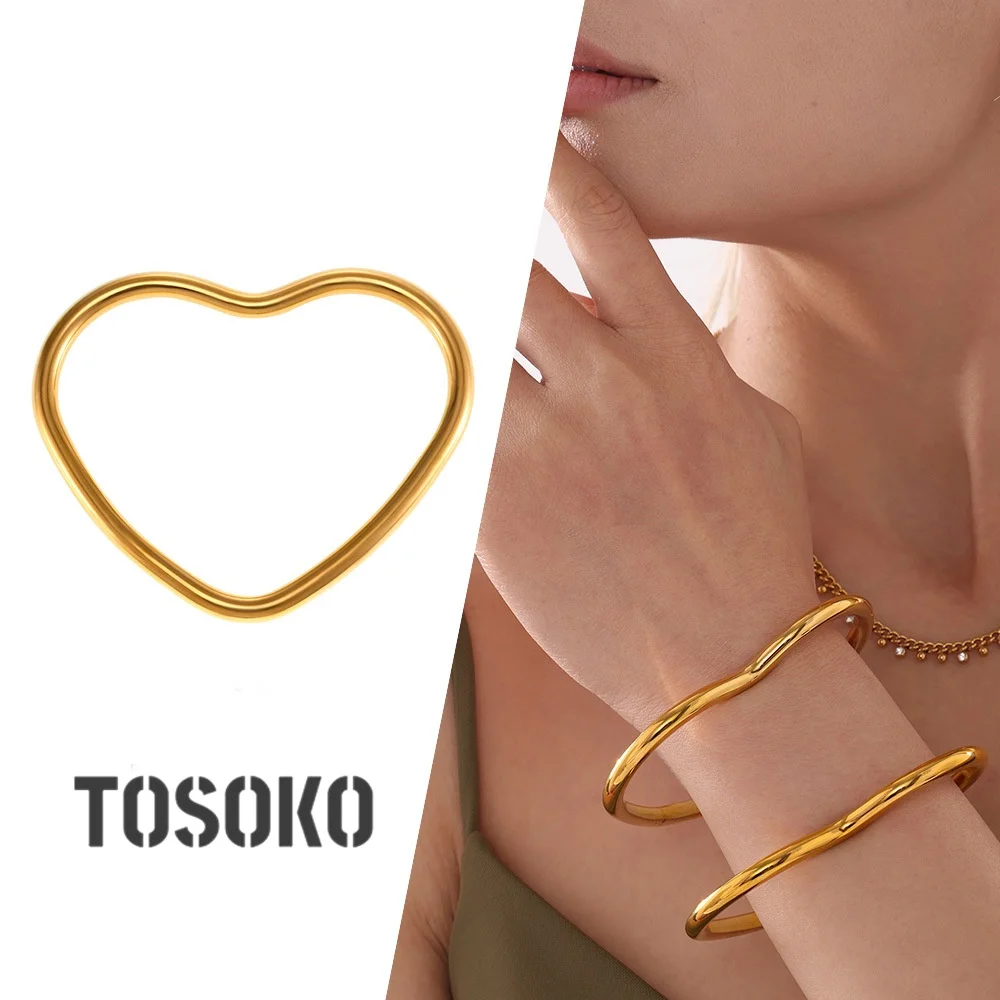 TOSOKO Heart Bracelet Made Of Stainless Steel PVD Vacuum Plated Fashionable And Colorfast Bracelet Z393