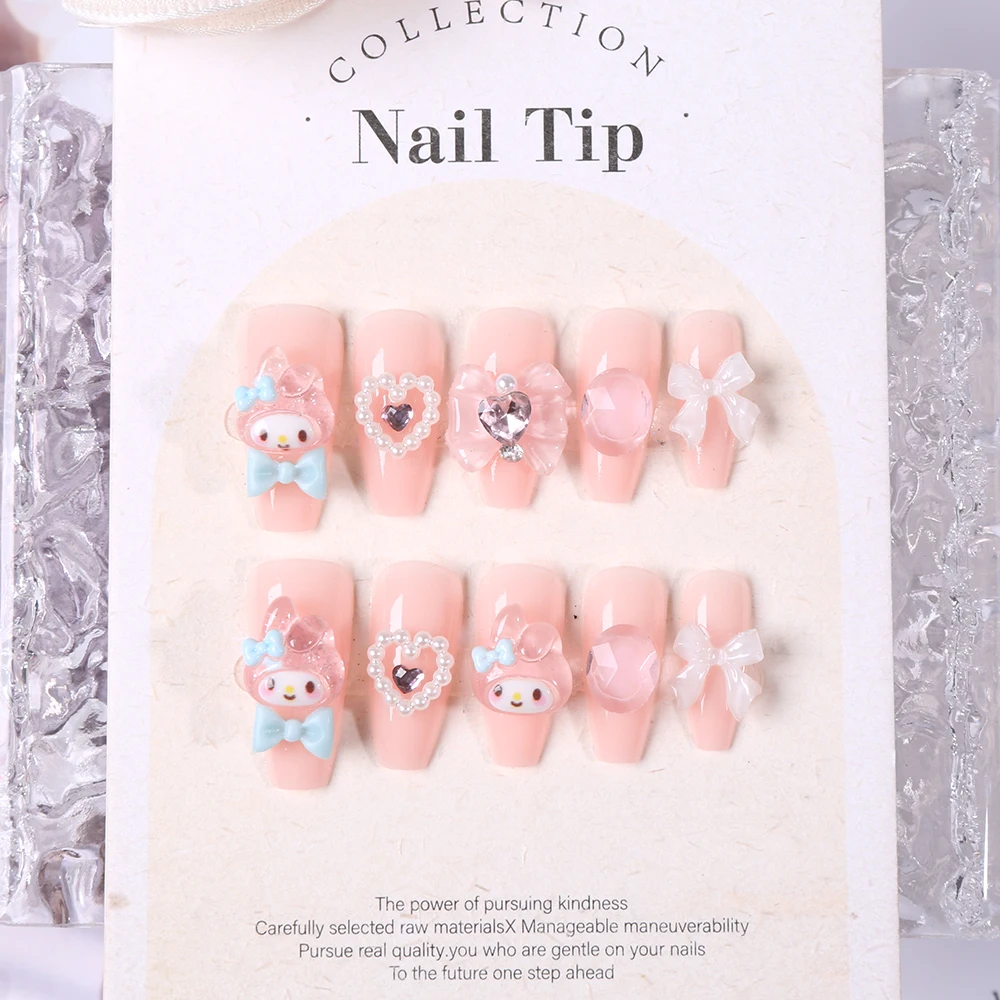 24 stks Kawaii Valse Nagel Melodie Accessoires Druk op Nagels Afneembare Fake Nail Tips Manicure Sieraden Schoolmeisje diy Nagels Decors