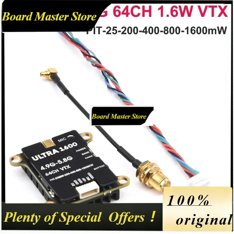 BoMaSOriginal 4.9G-5.8G 64CH 1.6W Video FPV Transmitter VTX 400mW/800mW/1600mW Adjustable 7-26V For Long Rang Racer Drone RC Par