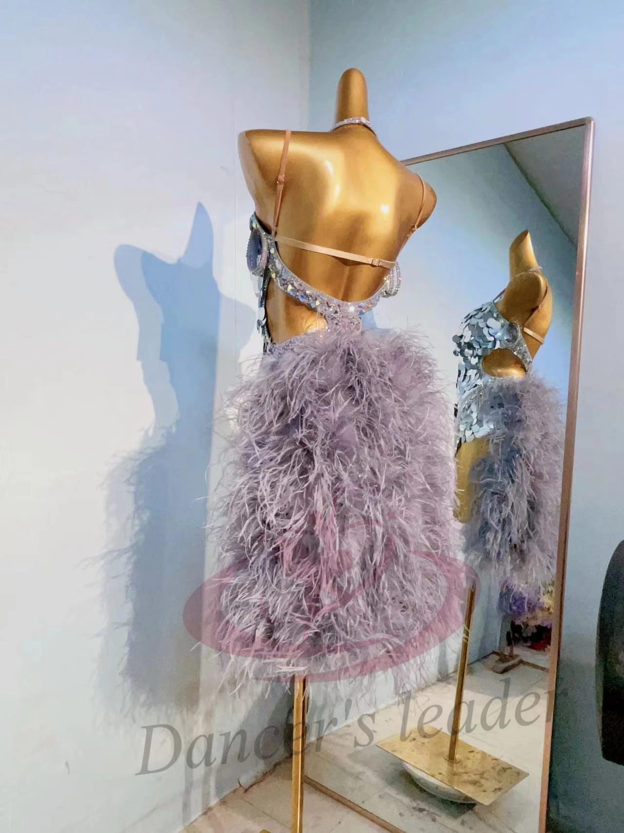 라틴 댄스 경연 대회 여성 하이 엔드 드레스 맞춤 체인 스트랩 진주 수정 삼바 공연 블랙 풀 의류