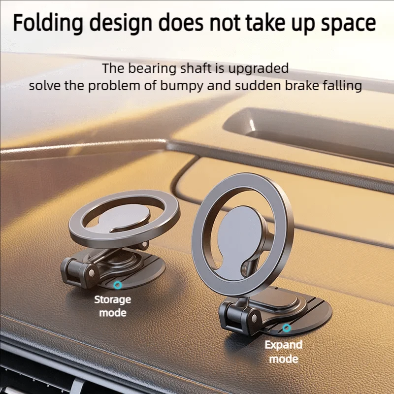 MagSafe Compatible Foldable Magnetic Car Mount - Universal Dashboard Phone Holder 3