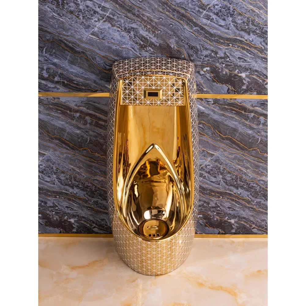 Electroplated gold intelligent induction urinal floor-type automatic flushing Chaozhou factory home hotel urinal