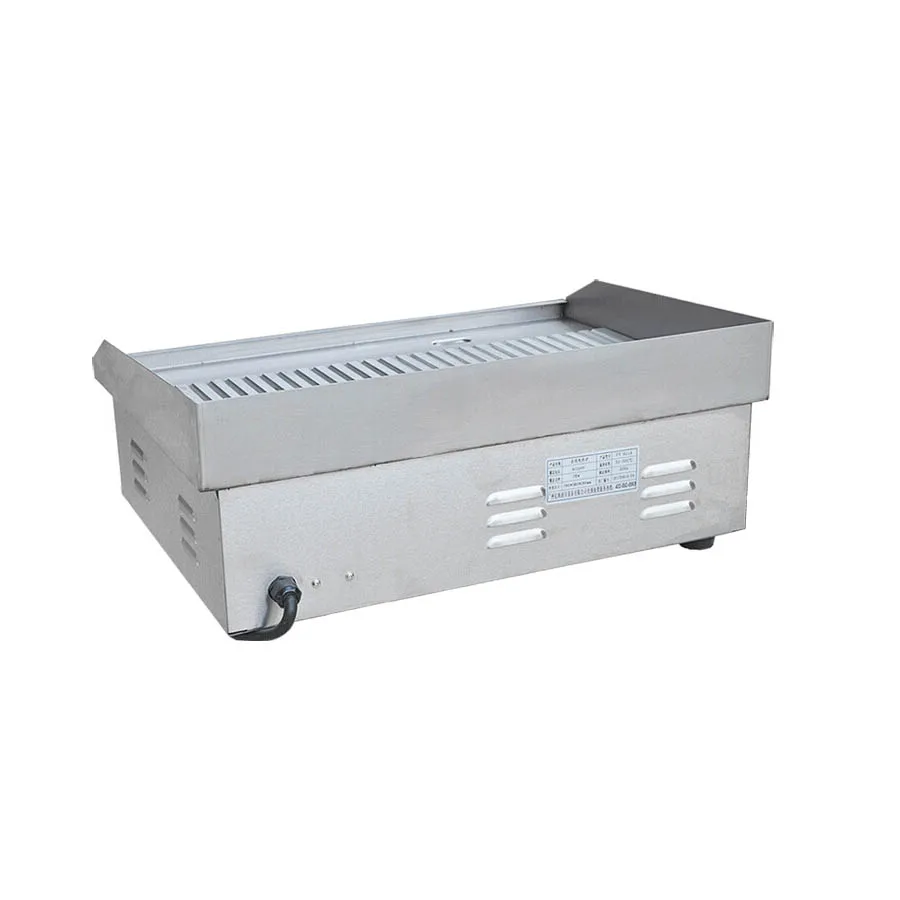 Mesin pemanggang komersial panci panggangan pelat beralur penuh baja wajan penggorengan Steak bergaris UNTUK RESTORAN panekuk listrik