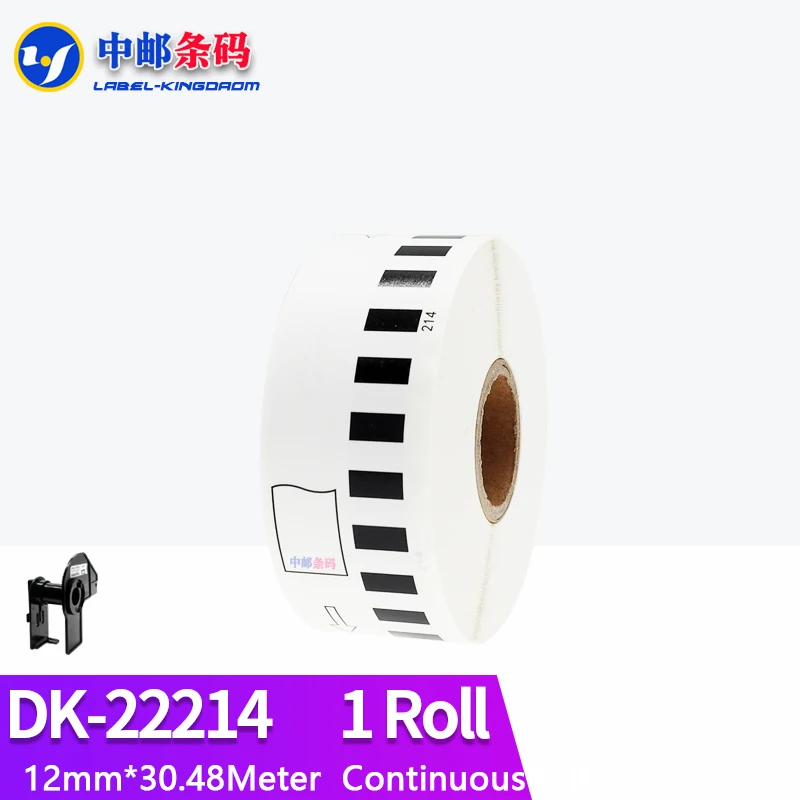 1Roll Brother Compatible DK-22214 Label 12mm*30.48Meter Continuous for Thermal Printer QL-700/QL-800 White Paper DK2214