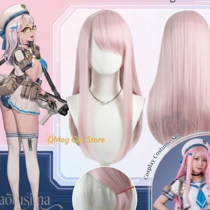 

Anime Game GODDESSS Game VICTORYSS Cosplay Neon Kawaii Wigs Pink Long Straight Hair White Colored Inner Hair Synthetic H