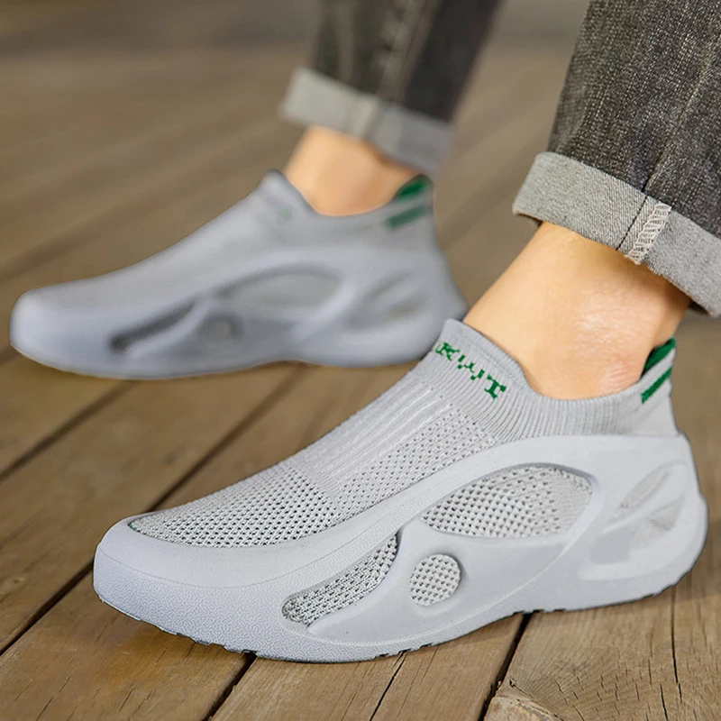 

Men Shoes Comfortable Sneakers Breathable For Man Tennis Sports Running Shoes Outdoor Grey Weave Women Fashion Slip-on Gym Shoes