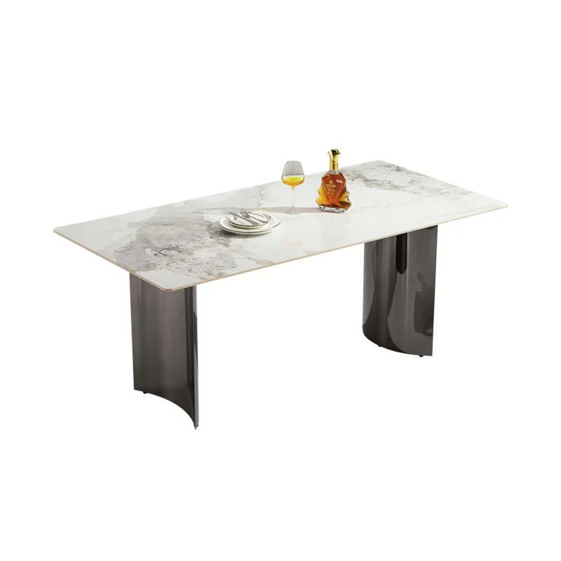 rock slab dining table and chair combination, new family living room small apartment rectangular, modern simple dining table