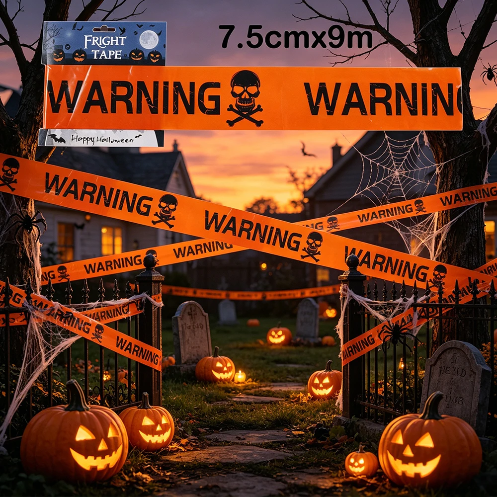 Halloween Caution Tape Warning Tape Danger Caution Tape Skull Pattern Party Fri…