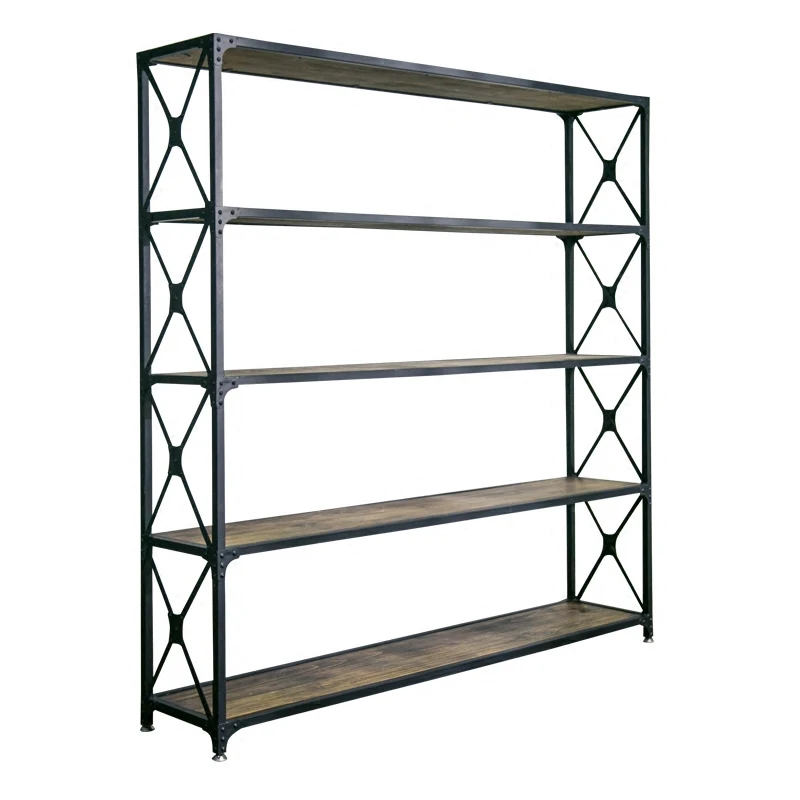 Amerykański loft industrialny wiatr kute żelazo półka regał przechowywanie lite drewno podłoga salon sypialnia retro przegroda regał na książki