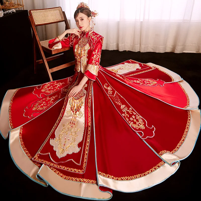 Xiuhe Dress Bride and Gown Wedding 2024 New Toast Chinese Style High-End Suit Women