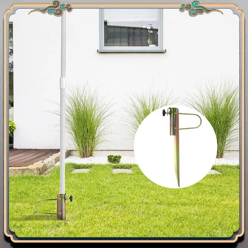 

Durable 2 PCS Patio Umbrella Stand Holder Beach Umbrella Sand Anchor Metal Beach Umbrella Holder For Beach Umbrella With Hook