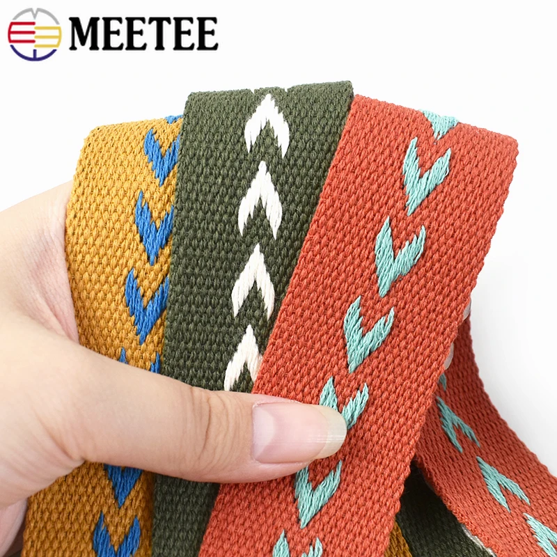 2Meters Meetee Webbing 38mm Polyester Jacquard Ribbon Band Tarp Nylon Webbings Strap Bag Belt Trimming Decorative Tape Accessory