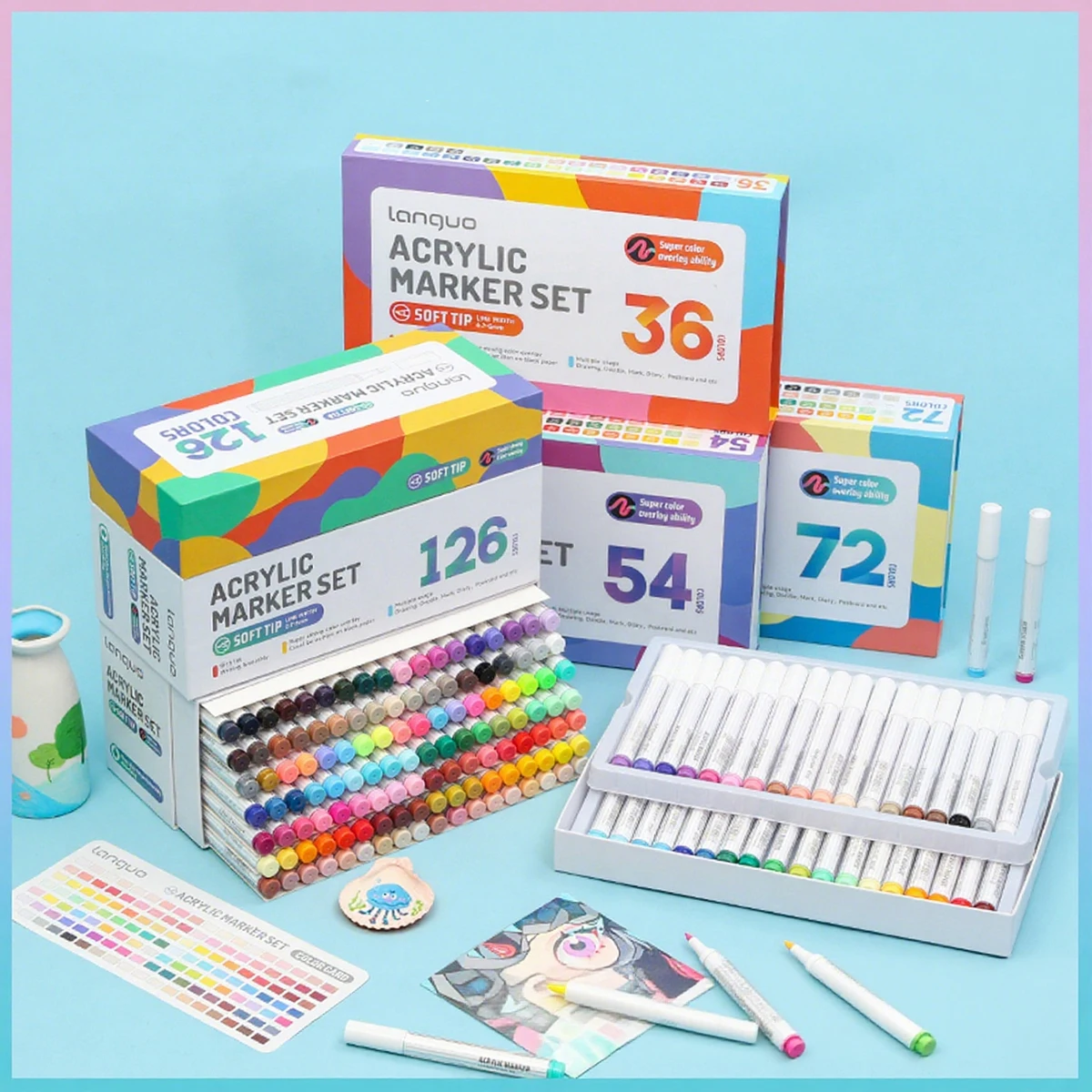 New Direct liquid 36/54/72 colors Acrylic Paint Pens Marker Artist Rock Painting Glass Ceramic Fabric DIY Card Art suppliers