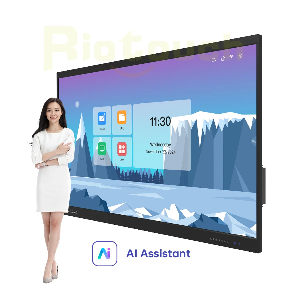 Riotouch 65/75/86/98 بوصة ADV100 السبورة التفاعلية لوحة مسطحة تفاعلية إصبع شاشة تعمل باللمس اللوحة الذكية