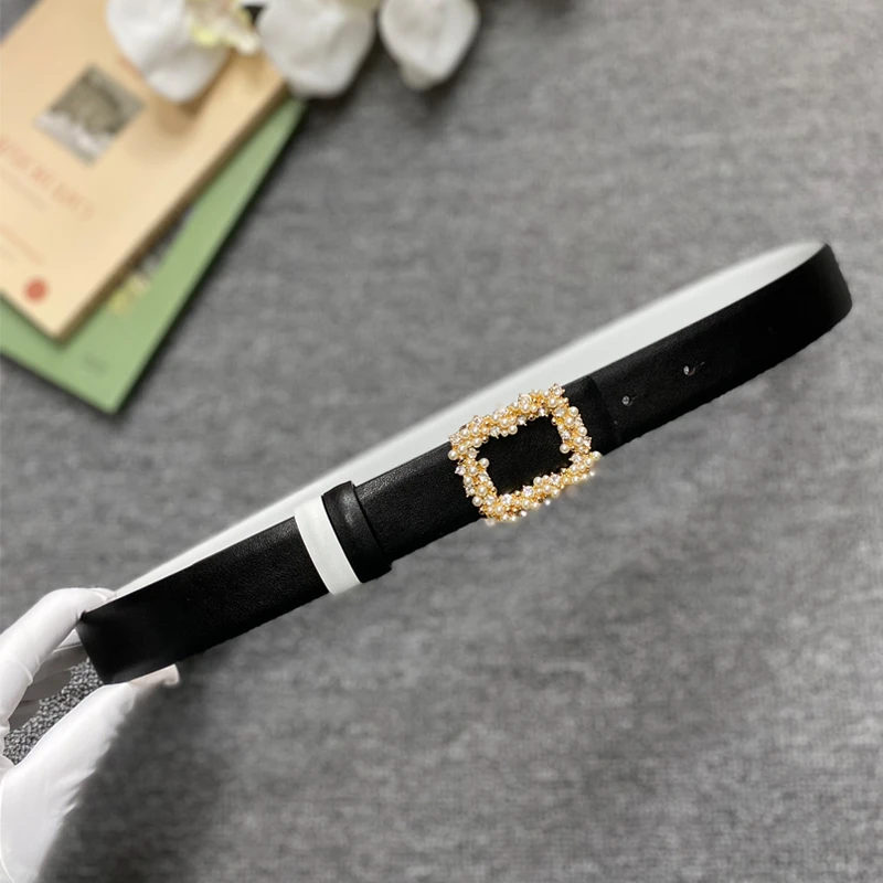 Belt women's belt Rhinestone square buckle double-sided belt Jeans Belt multicolor fashion decorative belt