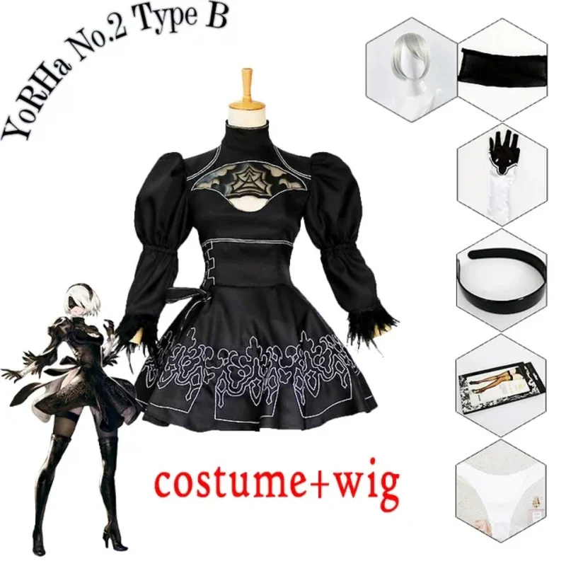 Nier Automata Cosplay Costume Yorha 2B sexy Outfit Games Suit Women Role Play Costumes Girls Halloween Party Fancy Dress